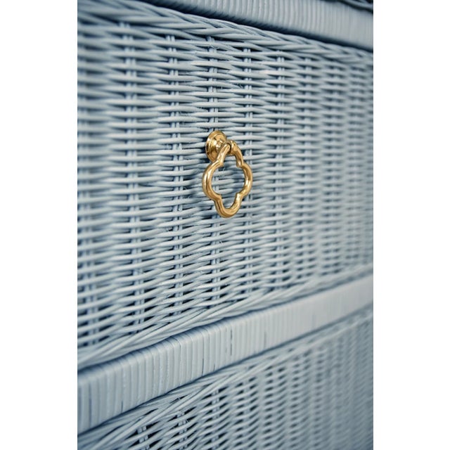2020s Matthew Izzo Home Celine Light Blue Rattan Four Drawer Chest For Sale - Image 5 of 7
