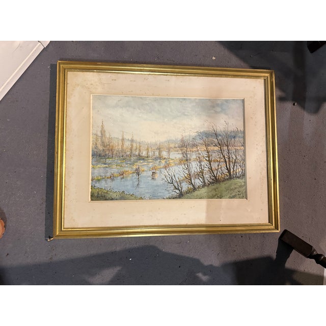 F Cavel, Marsh Landscape, Lithograph, Framed For Sale - Image 10 of 10