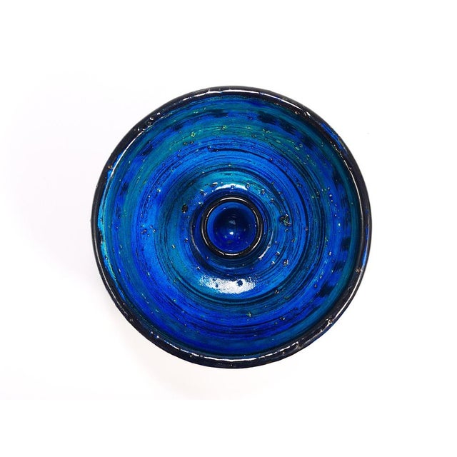 Mid-Century Rimini Blue Glazed Candleholder Bowl attributed to Bitossi for Bitossi, 1950s For Sale - Image 13 of 14