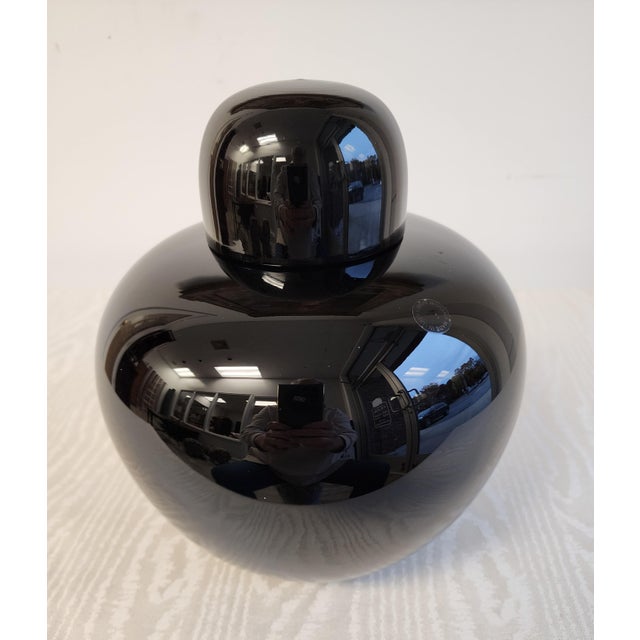 Glass Venini Murano Opaco Black Vase With Cap by Tobia Scarpa For Sale - Image 7 of 13