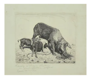 The Sow and Her Calves Etching, 1931