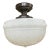 Embossed Cased Glass Egg and Dart Pattern Flushmount on Old Bronzing Patina Brass Holder, Circa 1920 For Sale