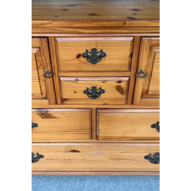 Farmhouse Pine Two Piece Stepback Hutch Cupboard For Sale - Image 10 of 10
