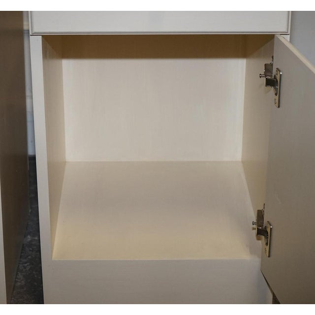 Painted White Bedside Tables with Brass Knobs, Set of 2 For Sale - Image 5 of 15