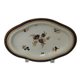Antique English Caughley Salopian Porcelain Dresden Flowers Oval Dish For Sale