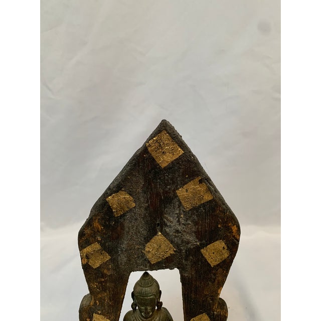 Indian Seated Buddha in Temple Carving For Sale - Image 3 of 8
