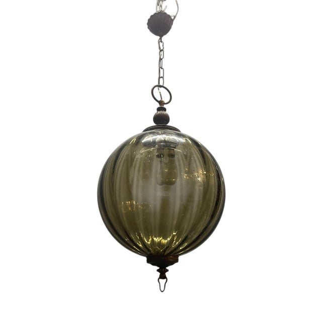 Bronze and Olive Green Murano Glass Pendant Light, 1960s For Sale