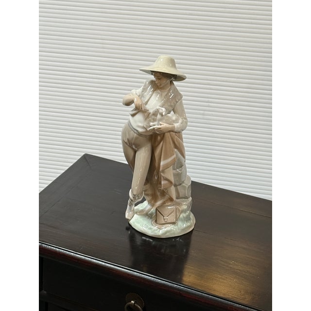 Realism Juan Huerta for Lladró Shepherd Feeding Lamb Porcelain Figurine, Signed For Sale - Image 3 of 12