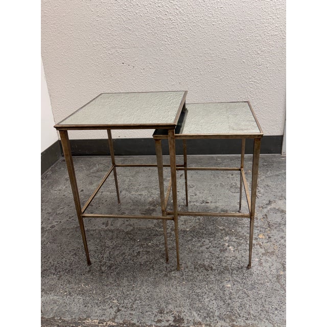 Restoration Hardware Restoration Hardware Antiqued Mirrored Nesting Tables, Set of Two For Sale - Image 4 of 12