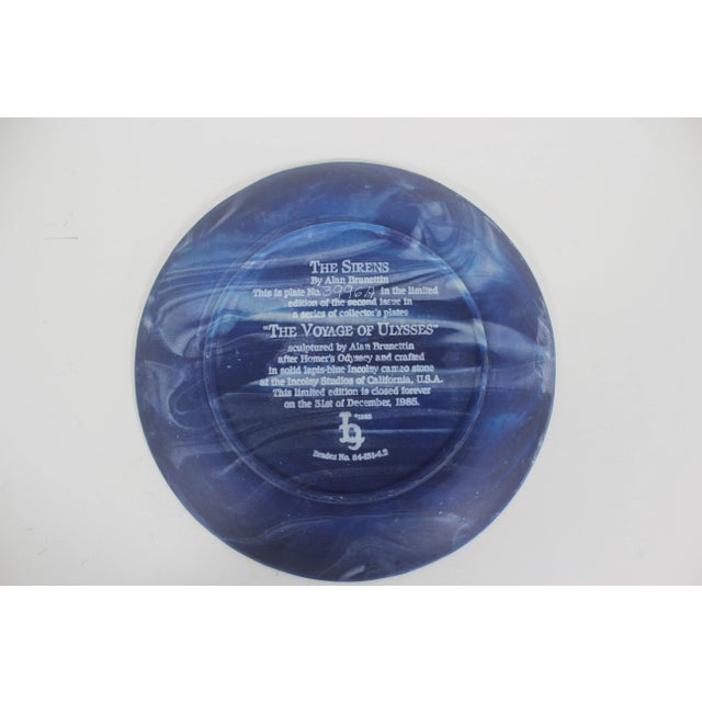 Ceramic “The Sirens" Plate From "The Voyage of Ulysses" Series by Alan Brunettin, by Incolay Studios in Lapis-Blue Incolay Cameo For Sale - Image 7 of 8