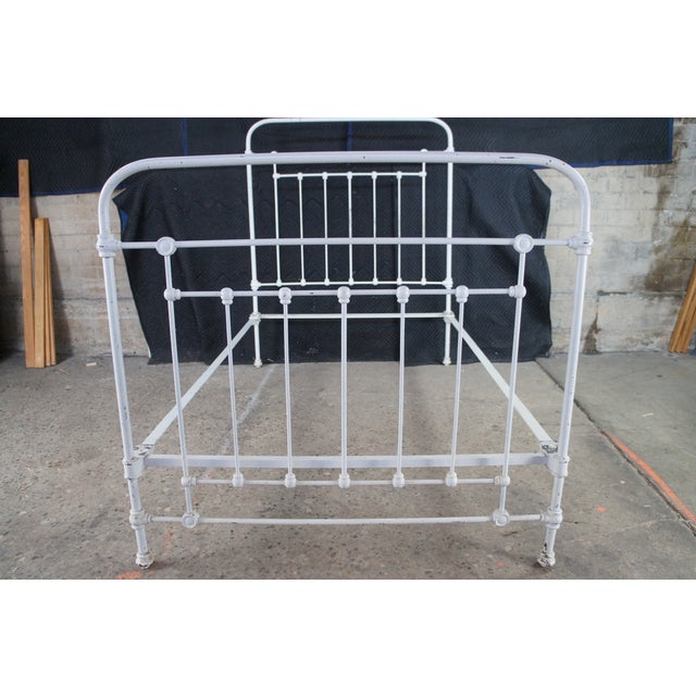 Antique Victorian French Country Farmhouse Cast Iron Twin Bed Boho Chic For Sale - Image 6 of 10