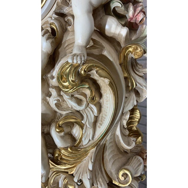 Vintage Italian Rococo Carved and Painted Cherub/Angel Grandfathers Clock For Sale - Image 12 of 12