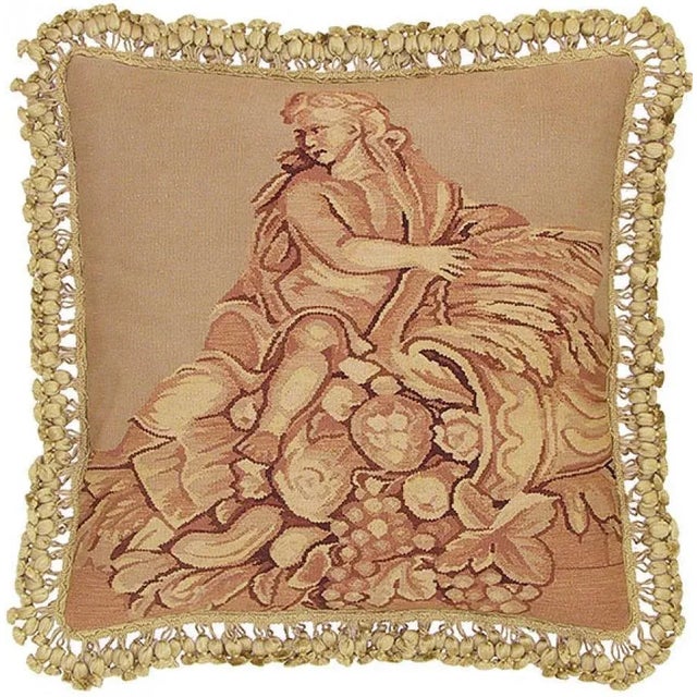 Overall measurements (inches) 20H x 20W x 4D. The handsome man on this elegant new Aubusson throw pillow is handwoven to...