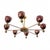 A splendid mid-20th-century ceiling lamp crafted from Murano glass. Its central structure consists of a gilded brass ring...
