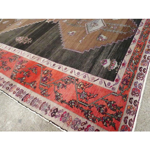 Charcoal Galerie Shabab Collection Mid-20th Century Handmade Turkish Anatolian Room Size Carpet For Sale - Image 8 of 10