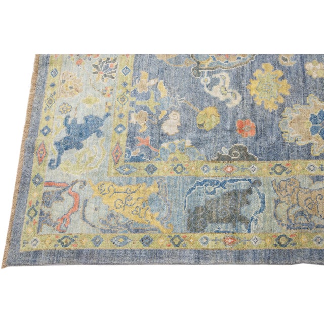 Gray Modern Sultanabad Handmade Floral Room Size Wool Rug For Sale - Image 4 of 7