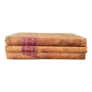 Set of Three (3) 1874 Ohio Law Books Antique Leather Bound Decorative Stack For Sale