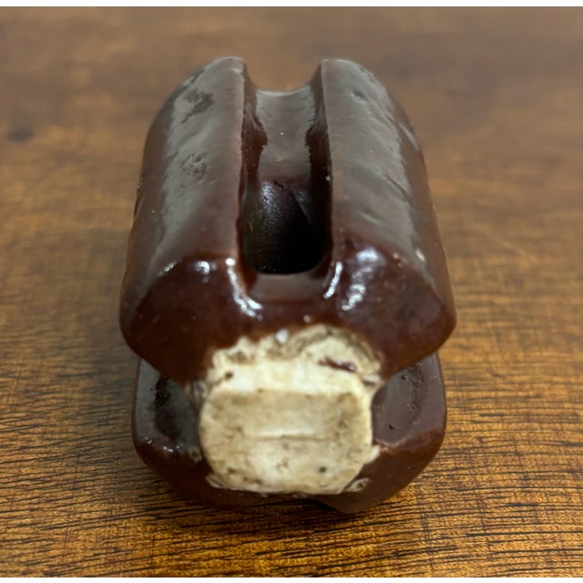 Antique Brown Ceramic Johnny Ball Guy Wire Insulator For Sale - Image 9 of 9