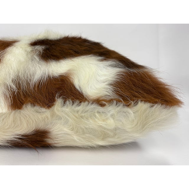 Chestnut 18x18 Tri-Color Premium Long-Haired Colombian Cowhide Pillow Cover – Handcrafted by Pablo Sota Designs For Sale - Image 8 of 11