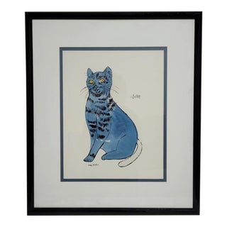 Andy Warhol Framed Print - Blue Cat For Sale