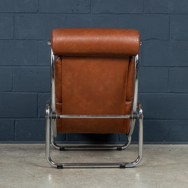 Italian Brown Leather Recliner Armchair, 1980s For Sale - Image 13 of 18