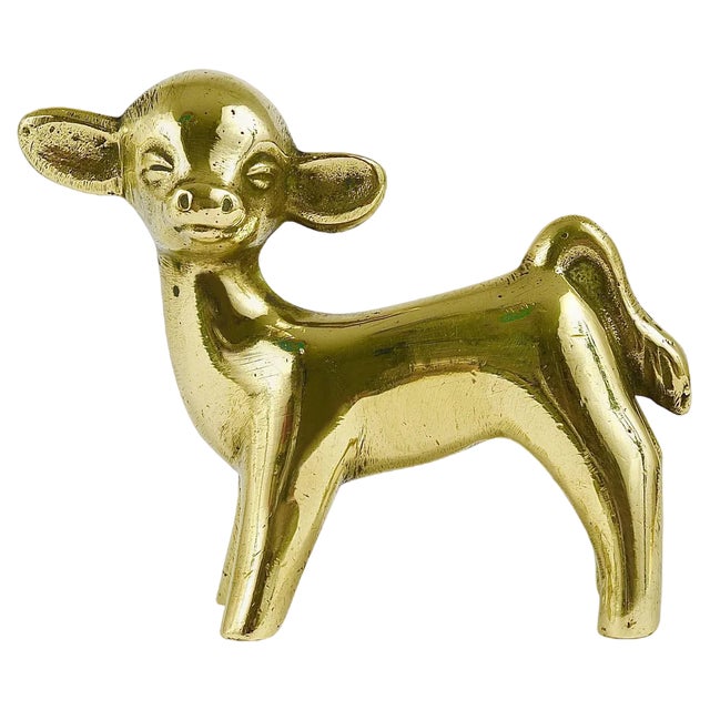 Mid-Century Calf Cow Brass Figurine from Herta Baller, Austria, 1950s For Sale