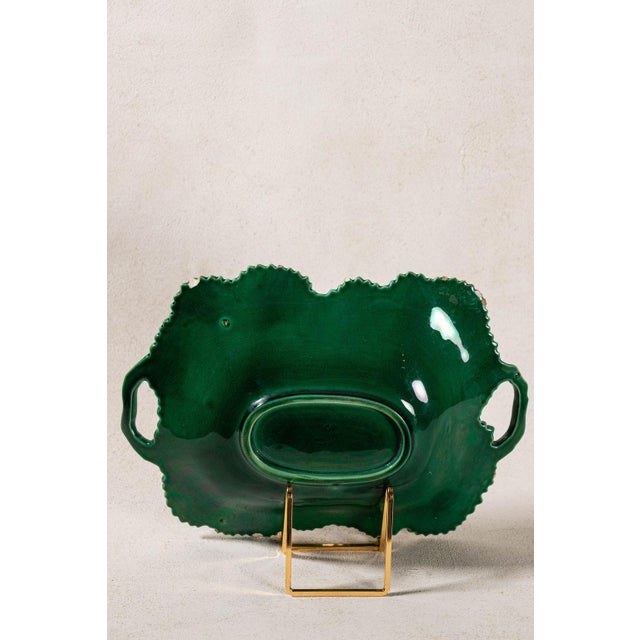 Copeland Green Majolica Overlapping Large Leaf Server C. 1860-1875 For Sale - Image 10 of 10
