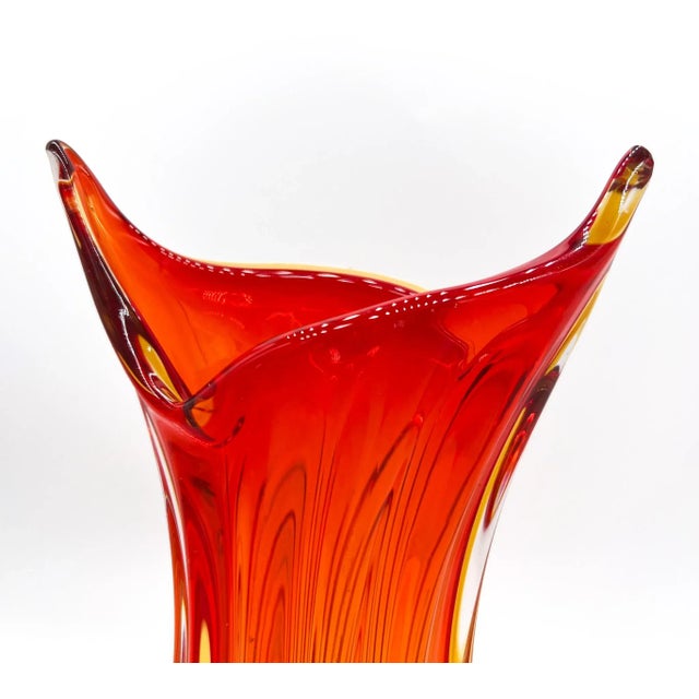 Vintage Amberina Hand Blown Glass Vase For Sale - Image 9 of 10