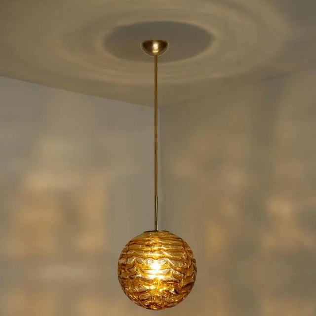 Yellow and Clear Murano Glass Pendant Light, 1960s For Sale - Image 6 of 12