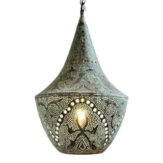 Copper Verdigris Dot Pendant Light Small For Sale