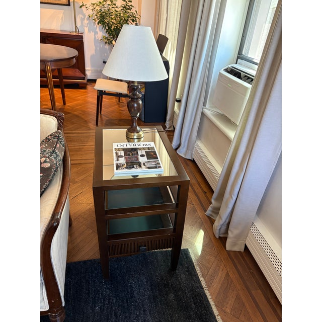 Transitional Noir Mirrored Side Table For Sale - Image 3 of 5