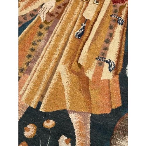 Vintage Polish Medieval Aubusson Handwoven Tapestry, 1940s For Sale - Image 15 of 18