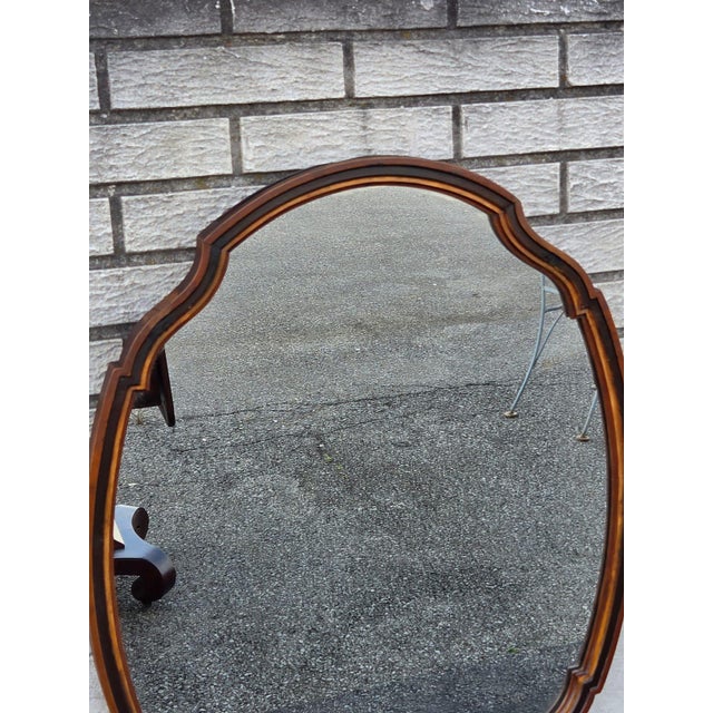 1930 Oval Walnut Hand Painted American Mirror. For Sale - Image 18 of 18