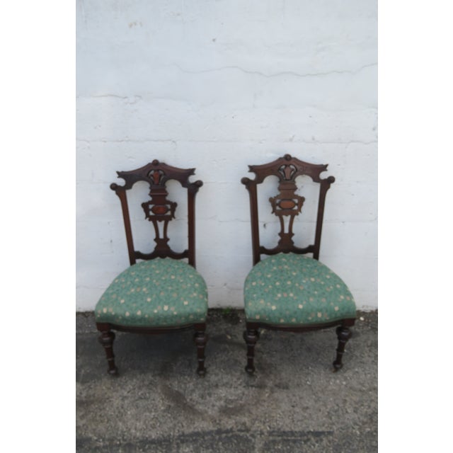 These gorgeous Victorian Side by Side Chairs are made out of wood, solid mahogany, and upholstery. These classic Chairs...