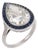 Gia 6.10 Carat Pear Shape Diamond Sapphire Platinum Engagement Ring, Size 6.75 For Sale