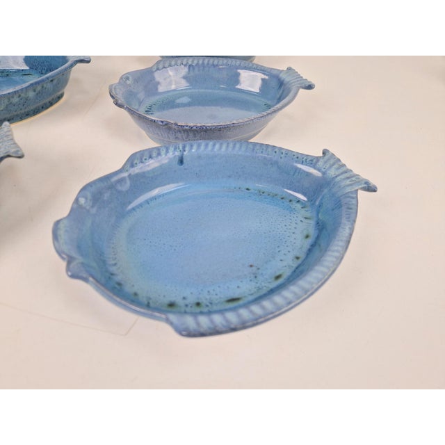 Blue Ceramic Fish Plates by Aimé De Grimaud, France, 1970, Set of 6 For Sale - Image 4 of 10