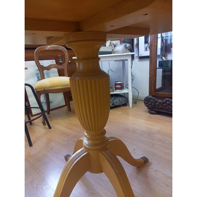 Vintage Round Lacquered Wood Table with Brass Feet, Base, 1950s For Sale - Image 3 of 10