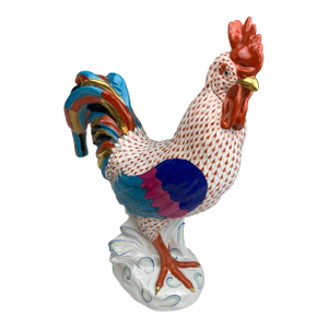 Vintage Herend Fishnet Tall Porcelain Rooster