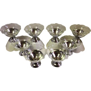 1950's Aluminum Glass Dessert Dishes - Set of 8 For Sale