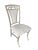 Set of four High Style formal dining steel side chairs each featuring a gold wash stone finished with silver gray fabric...