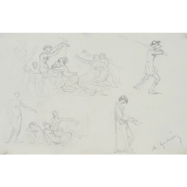 Allegorical Figures and Nudes, 19th-Century, Pencil For Sale - Image 5 of 5