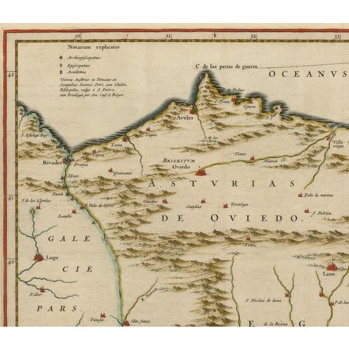 Blaeu Map of León & Asturias Legionis Regnum, 1642 For Sale - Image 3 of 10