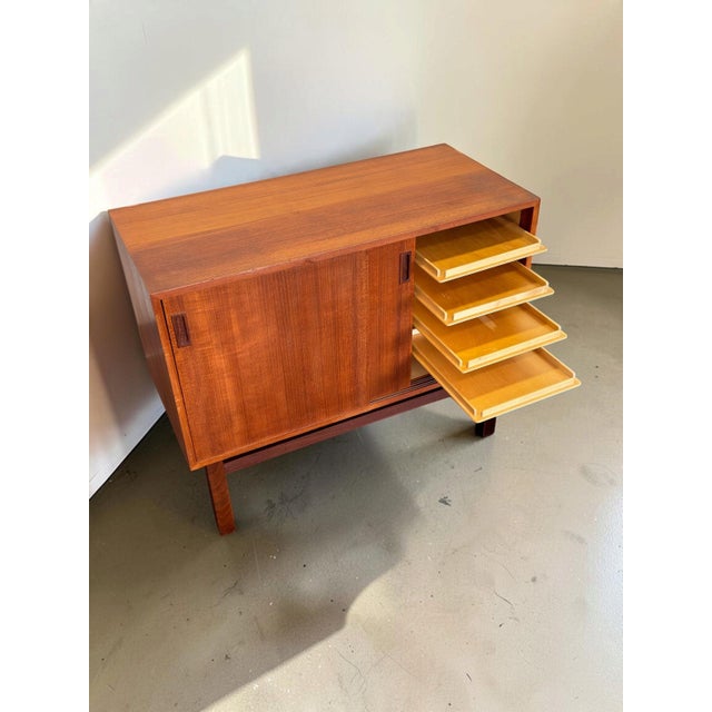 Wood Vintage Danish Teak Sideboard with Sliding Doors, 1960s For Sale - Image 7 of 18