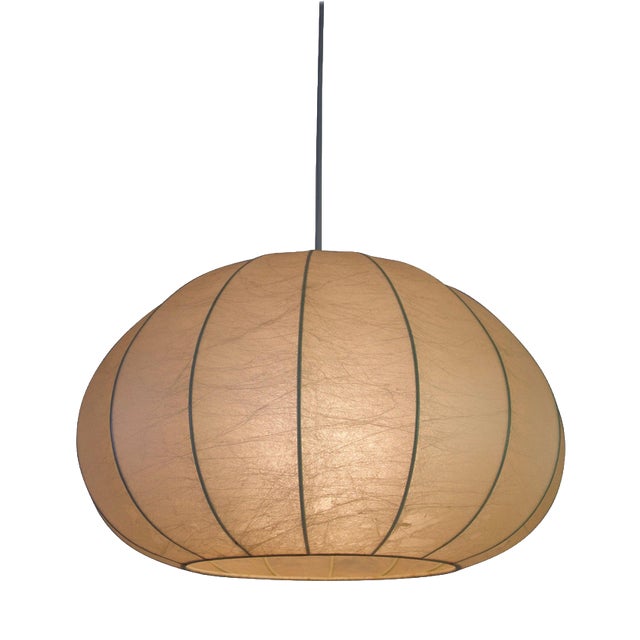 Mid-Century Round Cocoon Pendant Lamp, Italy, 1960s For Sale