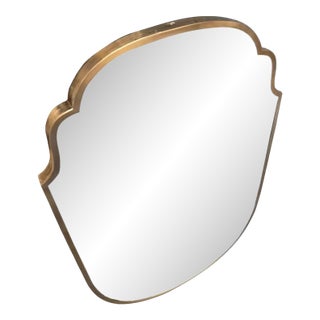 1950s Mid-Century Modern Gio Ponti Style Solid Brass Wall Mirror For Sale