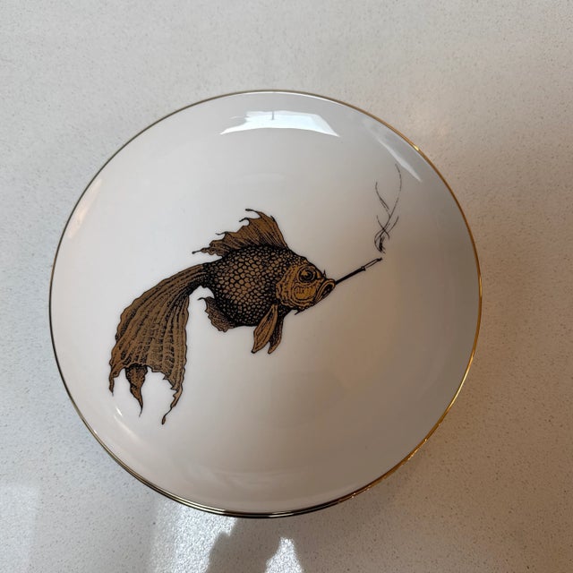Illustration Rory Dobner "Smokey Fish" Dessert Plates, Set of Six For Sale - Image 3 of 12
