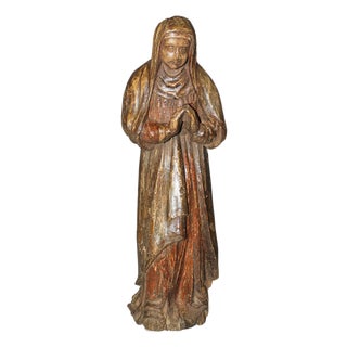 Carved Wood Saint Praying, Burgundy, Late 18th Century For Sale