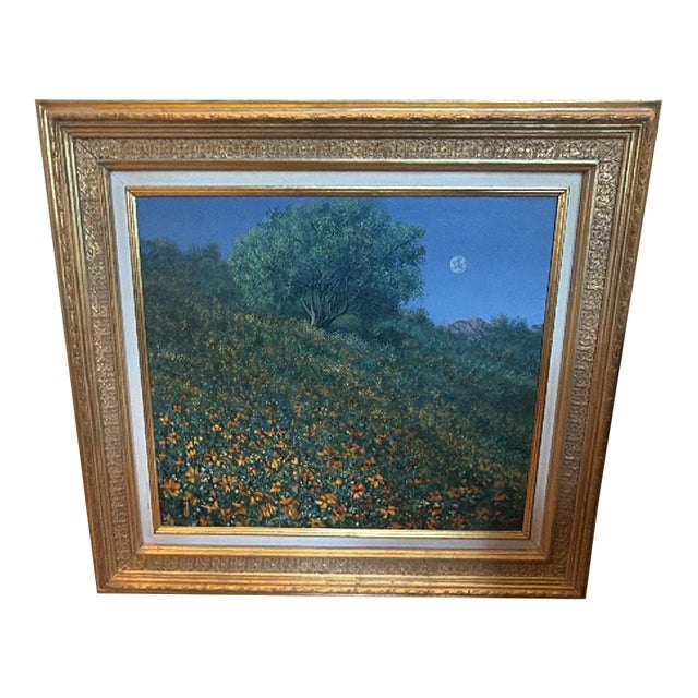 Original Oil on Canvas, Framed Mexican Landscape (Rafael Huerta Carreón (B. 1948) “La Primavera,” 1980) For Sale