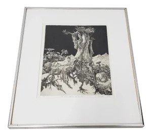 Stan Washburn (California, 20th C.) "Old Harry Lighting Up the Pit" Original Etching C.1973