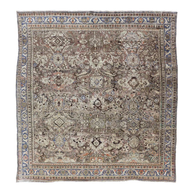 Square Antique Persian Sultanabad-Mahal Rug With All-Over Sub-Geometric Design For Sale